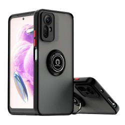 Xiaomi Redmi Note 12s Black Magnetic Ring TPU Silicone Case With Camera Protector