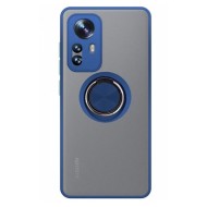 Funda De Silicona TPU Xiaomi 12 Lite Azul Anillo Magnetico Con Protector De Cámara