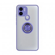 Capa Silicone Tpu Com Anel De Dedo Magnético Xiaomi Redmi A1 Plus Azul Fosco Com Protetor De Câmera