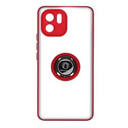 Xiaomi Redmi A1 Red Magnetic Ring TPU Silicone Case With Camera Protector