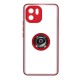 Capa Silicone Tpu Com Anel De Dedo Magnético Xiaomi Redmi A1 Vermelho Com Protetor De Câmera Fosco