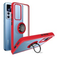 Capa Silicone Tpu Com Anel De Dedo Magnético Xiaomi 12t/12t Pro Vermelho Fosco