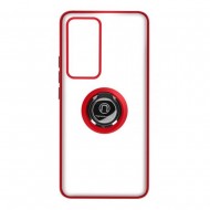 Capa Silicone Tpu Com Anel De Dedo Magnético Xiaomi 12t/12t Pro Vermelho Fosco