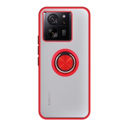 Xiaomi MI 13T/13T Pro/K60 Ultra Red TPU Silicone Case With Magnetic Finger Ring