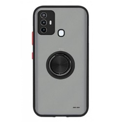 Funda De Silicona ZTE A52 Negro Con Anillo Y Protector De Cámara