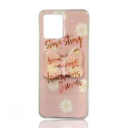 Funda De Gel De Silicona Realme 8/8 Pro 6.4" Con dibujo Bling Glitter Rosa y Mariposa Stand Strong