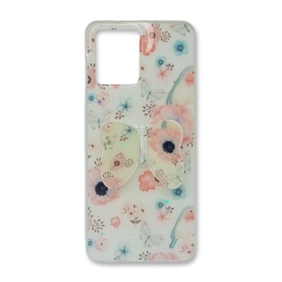 Funda De Gel De Silicona Realme 8/8 Pro 6.4" Con dibujo de Mapirosas y Flores Bling Glitter 