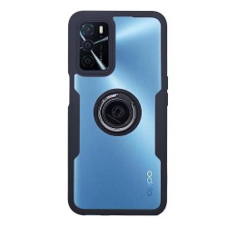 Funda De Silicona Dura 360° Oppo A16/A16s/A55 5G Negra Con Anillo De Dedo Magnético