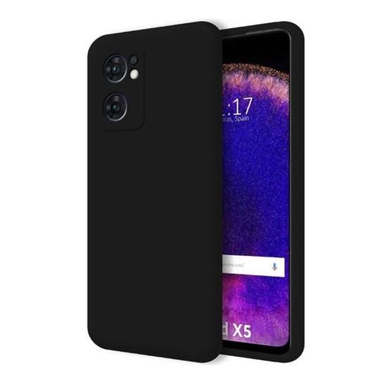 Funda De Gel De Silicona Oppo Find X5 Negro Con Protector De Cámara