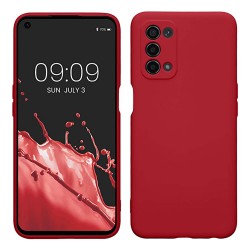 Funda De Gel De Silicona Oppo A54 5G/A74 5G Roja Con Protector De Cámara Robusta