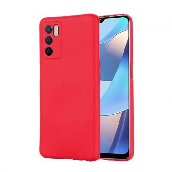 Funda De Silicona Oppo A16 Rojo Con Protector De Cámara