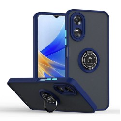 Oppo A17/A17K Blue TPU Silicone Case With Magnetic Finger Ring And Camera Protector