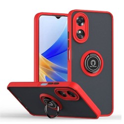 Oppo A17/A17K Red TPU Silicone Case With Magnetic Finger Ring And Camera Protector