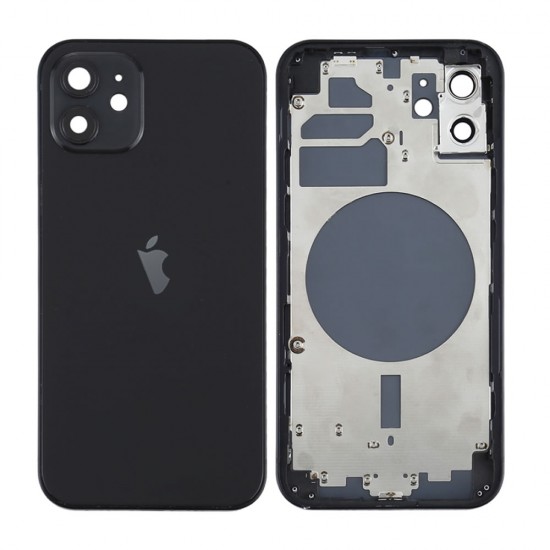 Tapa Trasera Apple Iphone 12 Negro Con Frame