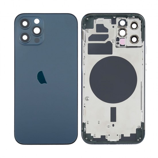 Tampa Traseira Apple Iphone 12 Pro Azul Com Frame