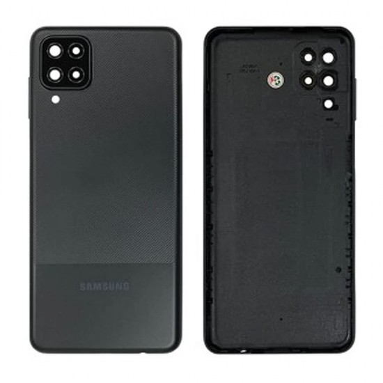 Tapa Trasera Samsung Galaxy A12/A127 Negra Con Lente De Cámara