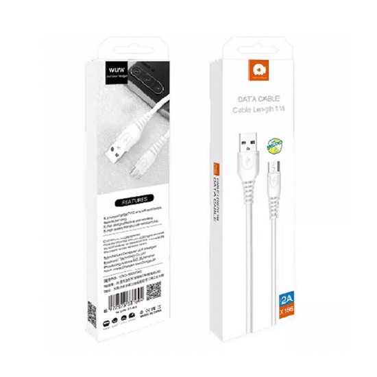 Cable De Datos USB WUW X166 Blanco 2A 1m Para Tipo C