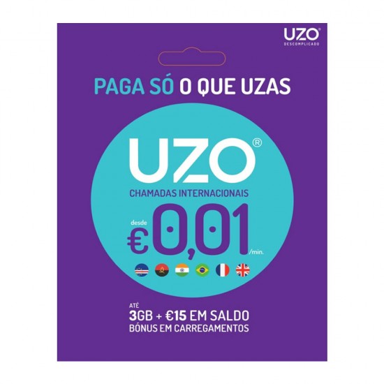 Cartão Sim Uzo 5€ Com Bónus De 15€ Roxo