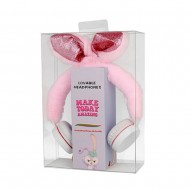 Auricular Gjby Peluche De Conejo Rosa Stereo 1.5m/3.5mm Aux Con Micrófono