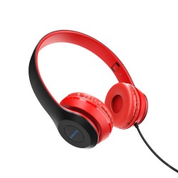 Auscultador Borofone Star Sound Bo5 Vermelho 3.5mm Com Fio 1.2m