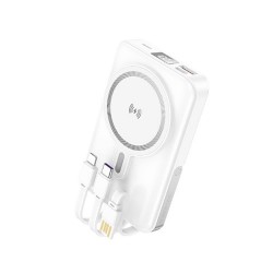 Power Bank Borofone Bj67 Branco 10000mah Com Magsafe E Cabo Usb Tipo-C E Lightning