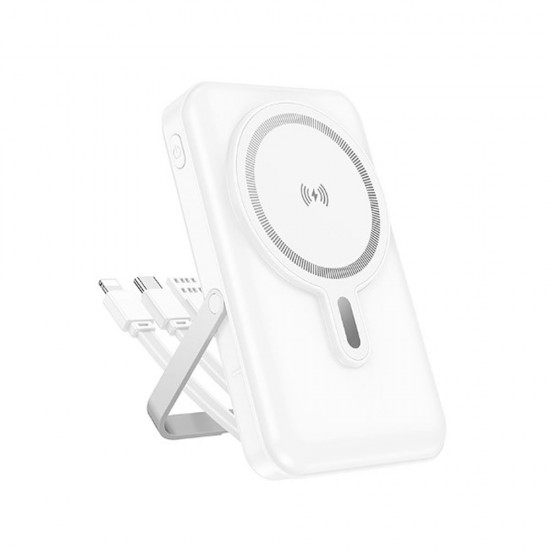 Power Bank Borofone Bj67 Branco 10000mah Com Magsafe E Cabo Usb Tipo-C E Lightning