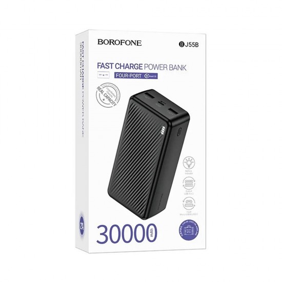 Power Bank Borofone BJ55B Negro 30000mAh 2 Input Micro Y USB-C/2 USB Output