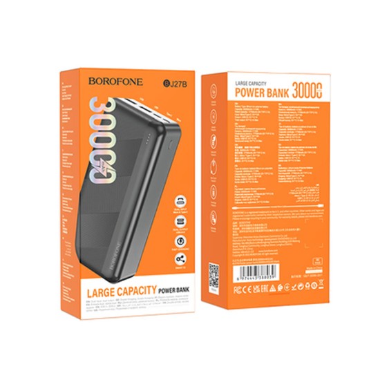 Power Bank Borofone BJ27B Negro 30000mAh 2 Input Micro Y Type-C/2 USB Output