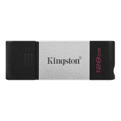 Pendrive Kingston 128GB Plata 200MB/s Type-C USB 3.2 Data Traveler 80