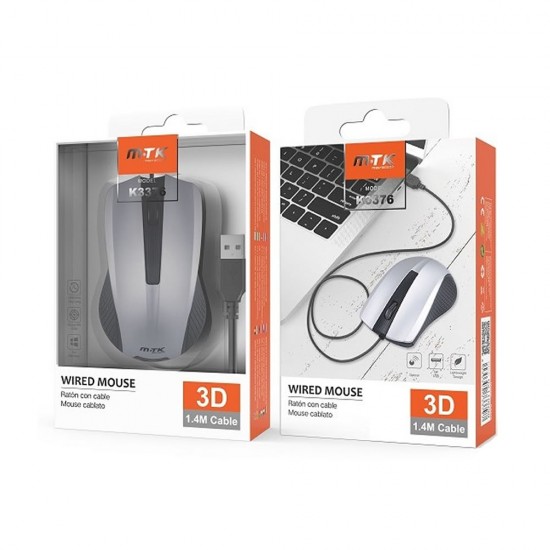 Ratón Con Cable USB MTK K3376 ABS 3D 1000 DPI 1,4m Gris