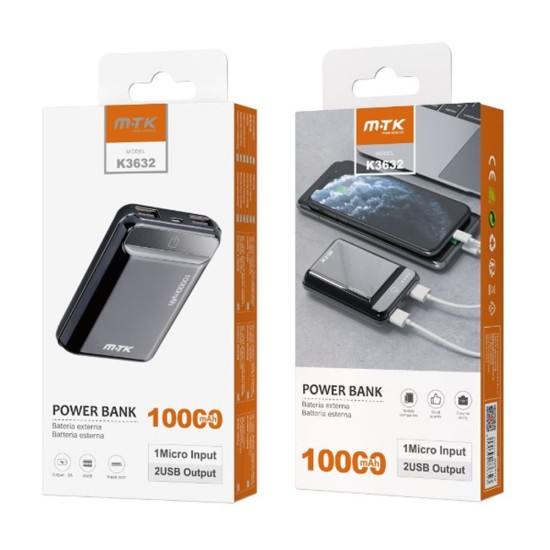 Power Bank MTK K3632 Negro 10000mAh 2 USB