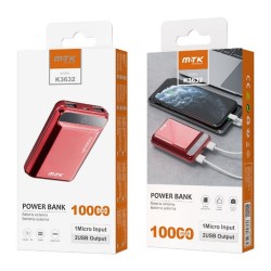 Power Bank Mtk K3632 Vermelho 10000mah 2usb