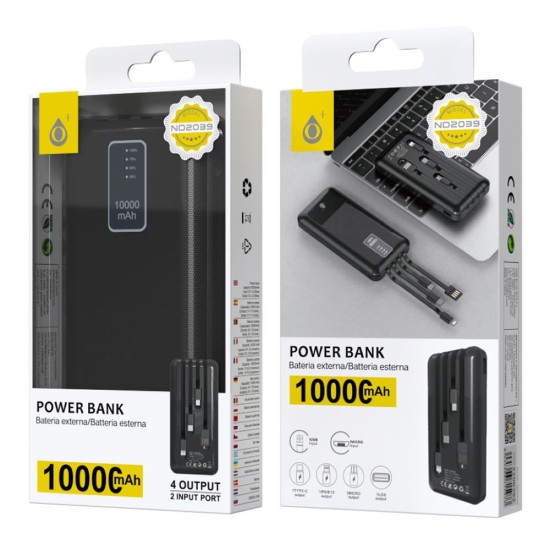 Power Bank One Plus ND2039 Negro 10000mAh 4 Output 2 Input Port