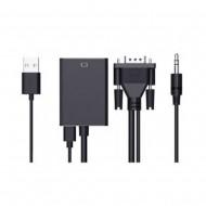 Adaptador De Vga Para Hdmi One Plus Nb1404 Preto Com 3.5mm Aux