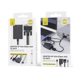 Adaptador De Vga Para Hdmi One Plus Nb1404 Preto Com 3.5mm Aux