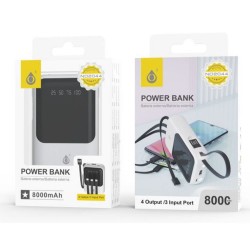 Power Bank One Plus ND2044 Blanco 8000mAh 4 Output Y Linterna