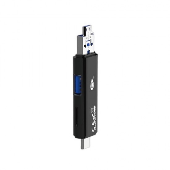 Adaptador De USB Tipo C Para USB OTG One Plus NB1470 Negro 5 In 1 Type-C/USB/Micro USB To USB/TF Card