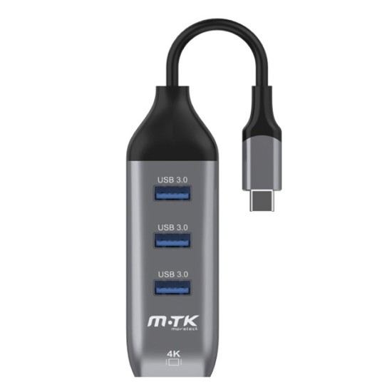 Adaptador Hub MTK TG7192 Gris Tipo-C A HDMI 4K / 3 USB Ports 3.0