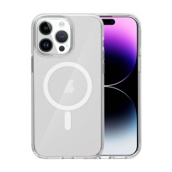 Funda De Silicona Dura Apple Iphone 15 Pro Transparente Magsafe