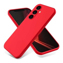 Capa Silicone Samsung Galaxy S24 Fe Vermelho Com Protetor De Câmera