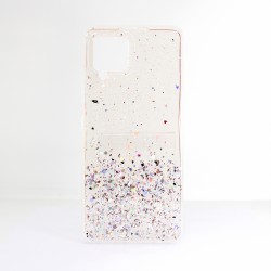 Capa Silicone Gel Liquido Glitter Samsung Galaxy A42 5g / A426 Clear Pink