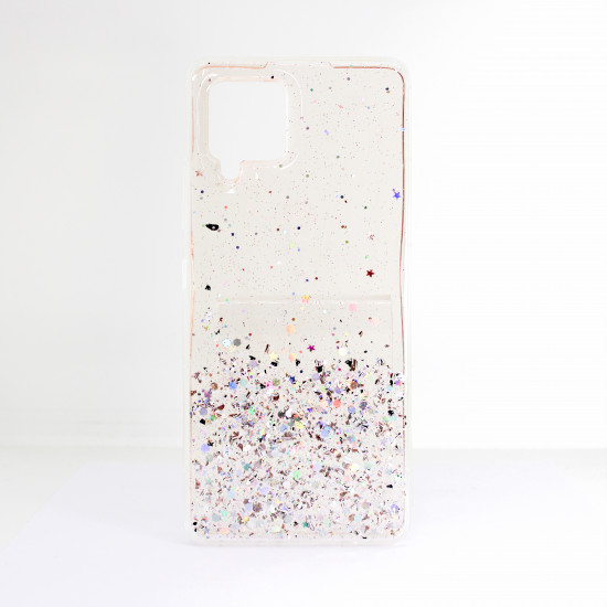 Capa Silicone Gel Liquido Glitter Samsung Galaxy A42 5g / A426 Clear Pink