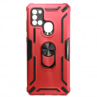 Capa Silicone Tpu Kickstand Heavy Duty Hibrid Samsung Galaxy A21s Rojo Anel De Dedo Anti-choque