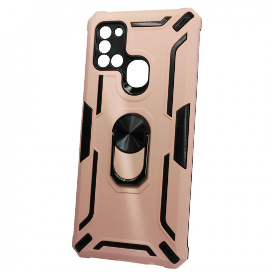 Capa Silicone Tpu Kickstand Heavy Duty Hibrid Samsung Galaxy A21s Rosado Anel De Dedo Anti-choque