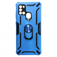 Capa Silicone Tpu Kickstand Heavy Duty Hibrid Samsung Galaxy A21s Azul Anel De Dedo Anti-choque