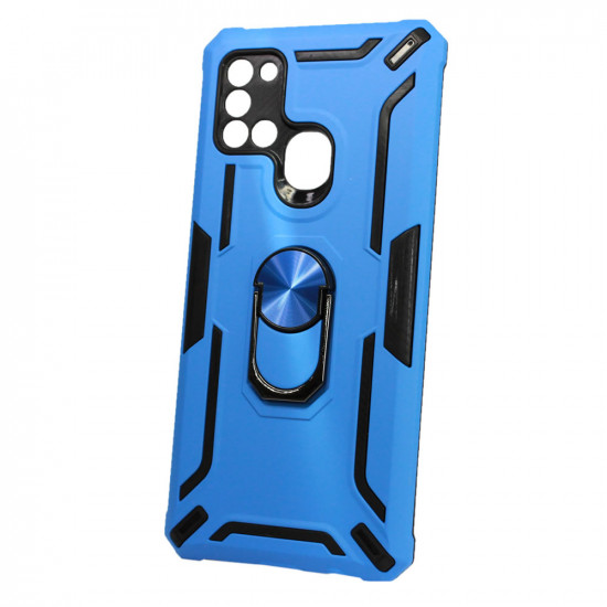 Capa Silicone Tpu Kickstand Heavy Duty Hibrid Samsung Galaxy A21s Azul Anel De Dedo Anti-Choque