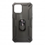 Capa Silicone Tpu Kickstand Heavy Duty Hibrid Apple Iphone 12 Pro Max 6.7" Negro Anel De Dedo Anti-choque