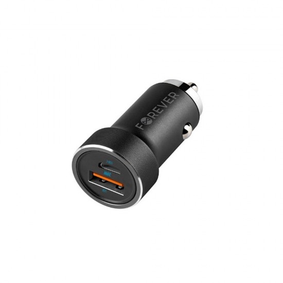 Adaptador De Isqueiro Forever Cc-06 Preto 20w Usb/Usb-C Com Cabo Usb-C 60w Adaptador De Isqueiro Forever Cc-06 Preto 20w Usb/Usb-C Com Cabo Usb-C 60w