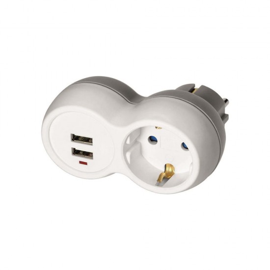 Adaptador Usb Orno Or-Ae-13246 Branco 12w/2.4a/2 Usb E Soquete Adaptador Usb Orno Or-Ae-13246 Branco 12w/2.4a/2 Usb E Soquete