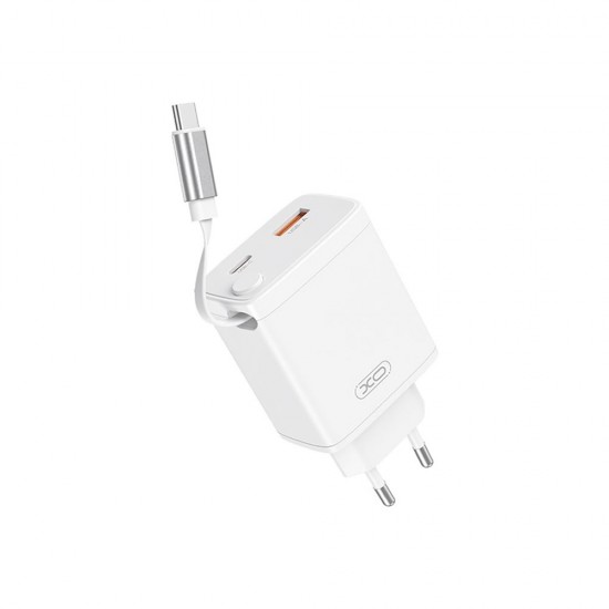 Adaptador Xo Ce31 Branco 30w 3.0a Usb/Usb-C Com Cabo Usb-C Retrátil Adaptador Xo Ce31 Branco 30w 3.0a Usb/Usb-C Com Cabo Usb-C Retrátil